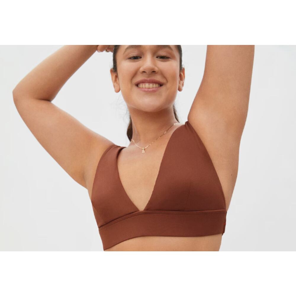 Everlane Womens The Triangle Bikini Top Small Swimwear Brown NWT